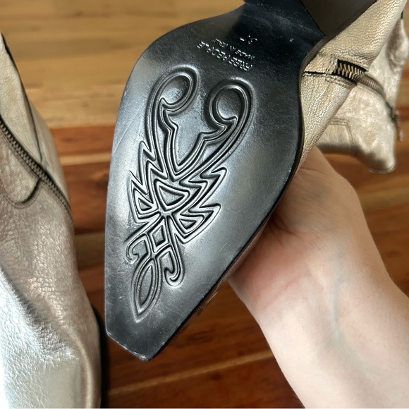 New Free People Brayden Silver Western Metallic Toe Boots - Picture 7 of 10